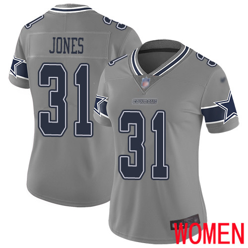 Women Dallas Cowboys Limited Gray Byron Jones #31 Inverted Legend NFL Jersey->women nfl jersey->Women Jersey